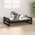 Cama para Cães 105,5x75,5x28 cm Madeira de Pinho Maciça Preto