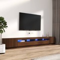 Conjunto Móveis de Tv 3pcs C/ Leds Madeira Carvalho Castanho