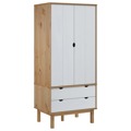 Roupeiro 76,5x53x172 cm Pinho Maciço Castanho/branco