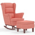 Cadeira de Baloiço C/ Pernas de Metal e Banco Veludo Rosa