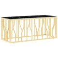 Mesa de Centro 110x45x45 cm Aço Inoxidável e Vidro Dourado