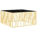 Mesa de Centro 100x100x50 cm Aço Inoxidável e Vidro Dourado