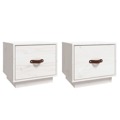 Mesas de Cabeceira 2 pcs 40x34x35 cm Pinho Maciço Branco