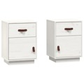 Mesas de Cabeceira 2 pcs 40x34x55 cm Pinho Maciço Branco