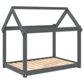 Cama para Cães 101x70x90 cm Madeira de Pinho Maciça Cinza