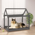 Cama para Cães 101x70x90 cm Madeira de Pinho Maciça Cinza