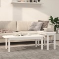 Conjunto de Mesas de Centro Pinho Maciço Branco 2 pcs