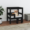 Cama para Cães 55,5x53,5x60 cm Madeira de Pinho Maciça Preto