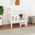 Cama para Cães 65,5x43x70 cm Madeira de Pinho Maciça Branco