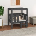 Cama para Cães 65,5x43x70 cm Madeira de Pinho Maciça Cinza