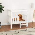 Cama para Cães 75,5x63,5x70 cm Madeira de Pinho Maciça Branco