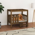 Cama para Cães 75,5x63,5x70 cm Pinho Maciço Castanho Mel