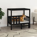 Cama para Cães 95,5x73,5x90 cm Madeira de Pinho Maciça Preto