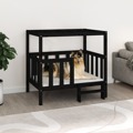 Cama para Cães 105,5x83,5x100 cm Madeira de Pinho Maciça Preto