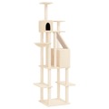 árvore P/ Gatos C/ Postes Arranhadores Sisal 201 cm Cor Creme