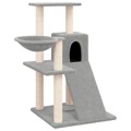 árvore P/ Gatos C/ Postes Arranhadores Sisal 82 cm Cinza-claro