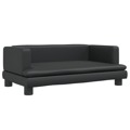 Cama para Cães 80x45x30 cm Couro Artificial Preto