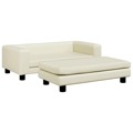 Cama para Cães com Extensão 100x50x30 cm Couro Artificial Creme