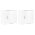 Mesas de Cabeceira Parede 2 pcs 50x30x47 cm Branco Brilhante