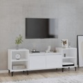 Móvel de Tv 160x35x55 cm Derivados de Madeira Branco Brilhante