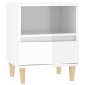 Mesa de Cabeceira 40x35x50 cm Branco Brilhante