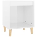 Mesa de Cabeceira 40x35x50cm Derivados Madeira Branco Brilhante