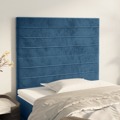 Cabeceira de Cama 2 pcs Veludo 80x5x78/88 cm Azul-escuro