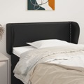 Cabeceira de Cama C/ Abas Couro Artificial 103x23x78/88cm Preto