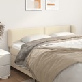 Cabeceira de Cama C/ Abas Couro Artificial 163x23x78/88cm Creme