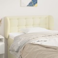 Cabeceira de Cama C/ Abas Couro Artificial 103x23x78/88cm Creme