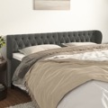 Cabeceira de Cama C/ Abas Veludo 183x23x78/88cm Cinzento-escuro