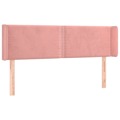 Cabeceira de Cama C/ Abas Veludo 147x16x78/88 cm Rosa