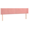 Cabeceira de Cama C/ Abas Veludo 183x16x78/88 cm Rosa