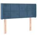 Cabeceira de Cama C/ Abas Veludo 93x16x78/88 cm Azul-escuro