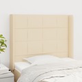 Cabeceira de Cama C/ Abas Tecido 103x16x118/128 cm Creme