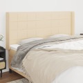 Cabeceira de Cama C/ Abas Tecido 203x16x118/128 cm Creme