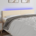 Cabeceira de Cama C/ Luzes LED Tecido 160x5x78/88 cm Cor Creme