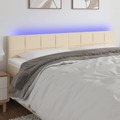 Cabeceira de Cama C/ Luzes LED Tecido 200x5x78/88 cm Cor Creme