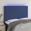 Cabeceira Cama C/ LED Tecido 144x5x118/128 cm Azul