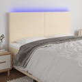 Cabeceira Cama C/ LED Tecido 160x5x118/128 cm Crème