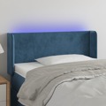Cabeceira de Cama C/ Luzes LED Veludo 93x16x78/88cm Azul-escuro