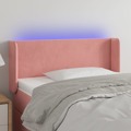 Cabeceira de Cama C/ Luzes LED Veludo 103x16x78/88 cm Rosa