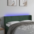 Cabeceira Cama C/ Luzes LED Veludo 147x16x78/88 cm Verde-escuro