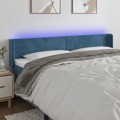 Cabeceira Cama C/ Luzes LED Veludo 183x16x78/88 cm Azul-escuro