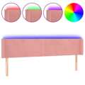 Cabeceira de Cama C/ Luzes LED Veludo 183x16x78/88 cm Rosa