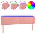 Cabeceira de Cama C/ Luzes LED Veludo 163x16x78/88 cm Rosa