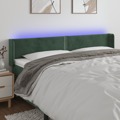 Cabeceira Cama C/ Luzes LED Veludo 203x16x78/88 cm Verde-escuro