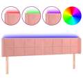 Cabeceira de Cama C/ Luzes LED Veludo 163x16x78/88 cm Rosa