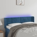 Cabeceira Cama C/ Luzes LED Veludo 147x16x78/88 cm Azul-escuro