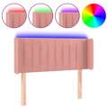 Cabeceira de Cama C/ Luzes LED Veludo 83x16x78/88 cm Rosa